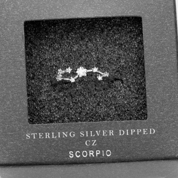 Scorpio Sterling Silver Dipped CZ Zodiac Ring Accessory Statement Jewelry Trend - Picture 1 of 3